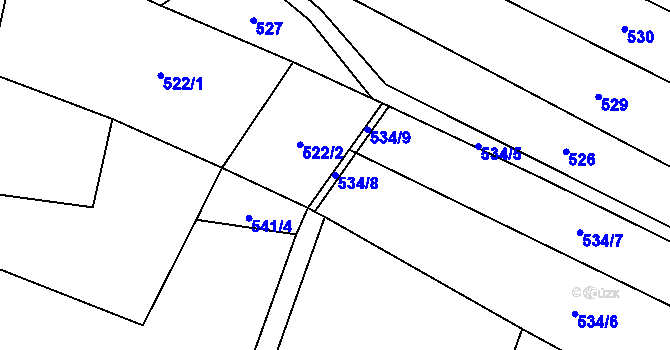 Parcela st. 534/8 v KÚ Horní Nezly, Katastrální mapa