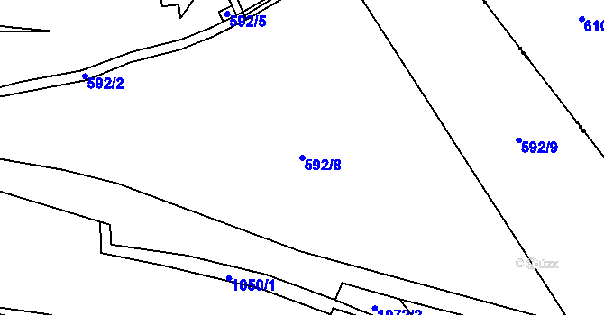 Parcela st. 592/8 v KÚ Horní Nezly, Katastrální mapa