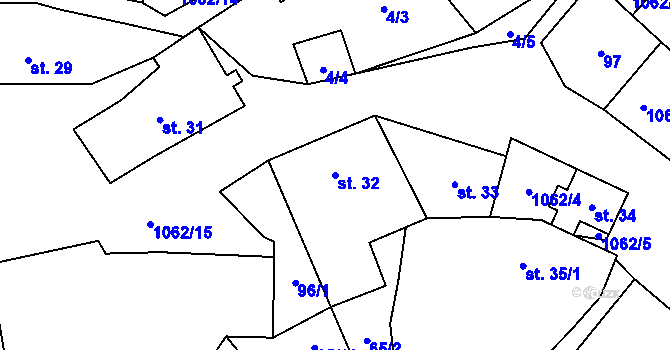 Parcela st. 32 v KÚ Soběnice, Katastrální mapa