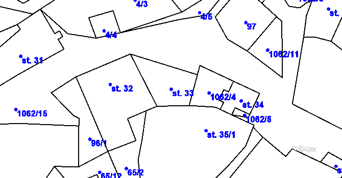 Parcela st. 33 v KÚ Soběnice, Katastrální mapa