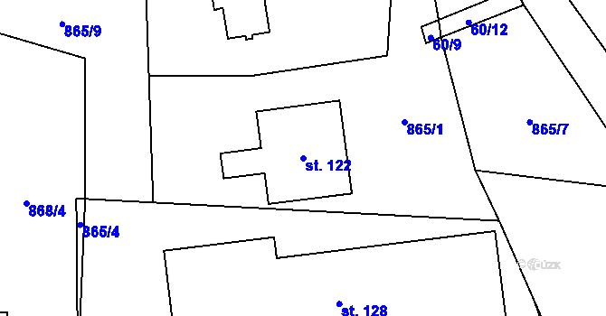 Parcela st. 122 v KÚ Soběnice, Katastrální mapa