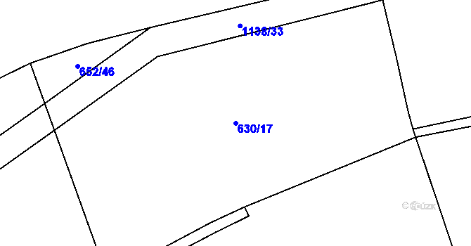 Parcela st. 630/17 v KÚ Soběnice, Katastrální mapa
