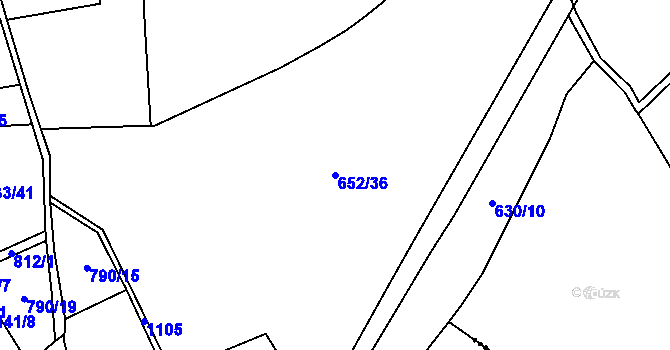 Parcela st. 652/36 v KÚ Soběnice, Katastrální mapa