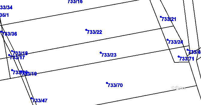 Parcela st. 733/23 v KÚ Soběnice, Katastrální mapa