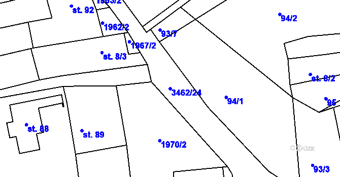 Parcela st. 3462/24 v KÚ Soběnov, Katastrální mapa