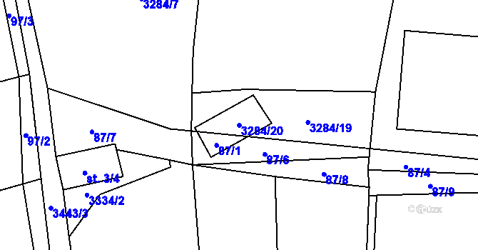 Parcela st. 3284/20 v KÚ Soběnov, Katastrální mapa