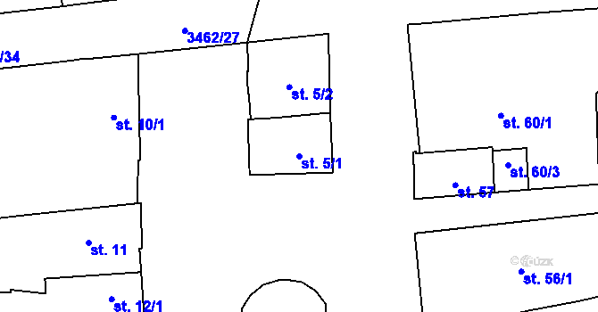 Parcela st. 5/1 v KÚ Soběnov, Katastrální mapa