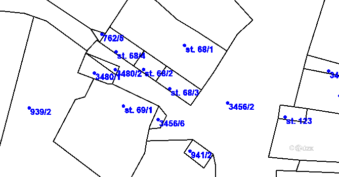 Parcela st. 68/3 v KÚ Soběnov, Katastrální mapa