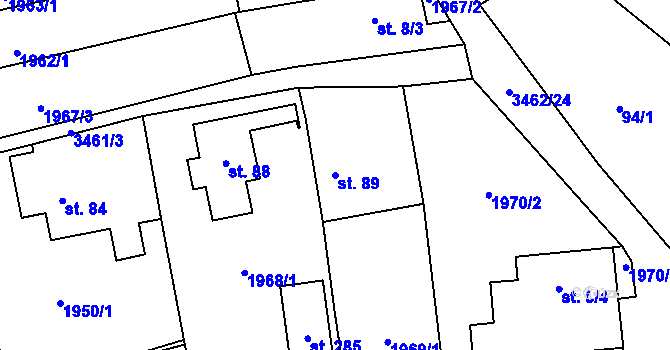 Parcela st. 89 v KÚ Soběnov, Katastrální mapa