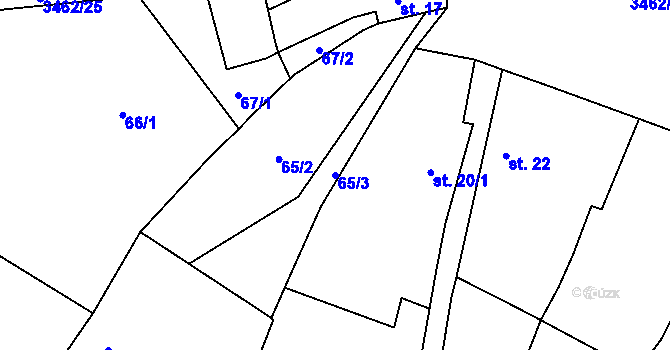 Parcela st. 65/3 v KÚ Soběnov, Katastrální mapa