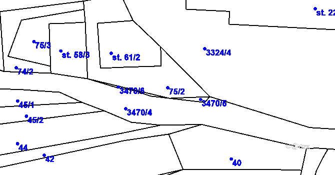 Parcela st. 75/2 v KÚ Soběnov, Katastrální mapa