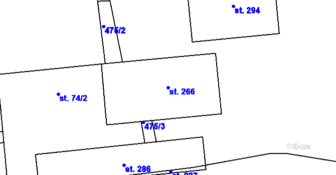 Parcela st. 266 v KÚ Soběnov, Katastrální mapa