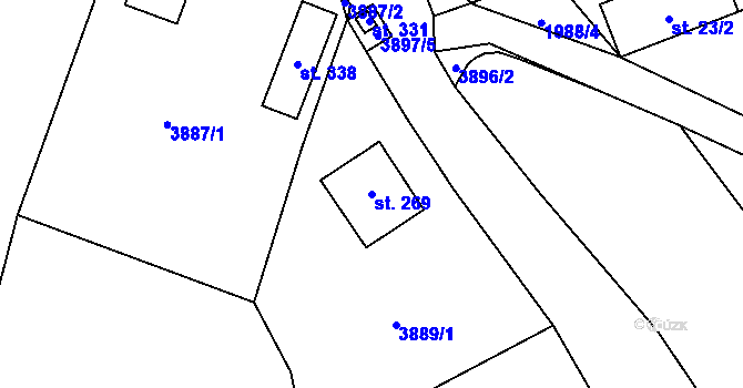 Parcela st. 269 v KÚ Soběnov, Katastrální mapa