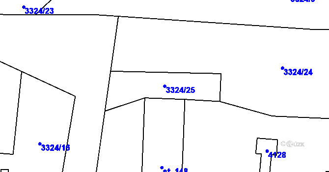 Parcela st. 3324/25 v KÚ Soběnov, Katastrální mapa