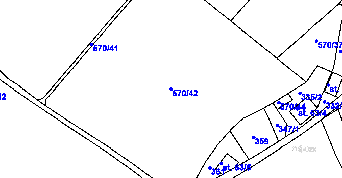 Parcela st. 570/42 v KÚ Soběnov, Katastrální mapa