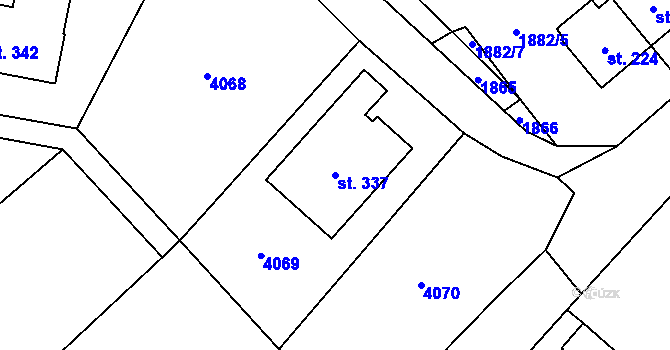 Parcela st. 337 v KÚ Soběnov, Katastrální mapa