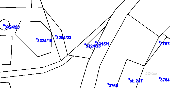 Parcela st. 3324/28 v KÚ Soběnov, Katastrální mapa
