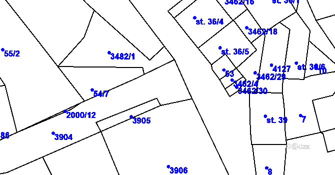Parcela st. 2000/15 v KÚ Soběnov, Katastrální mapa