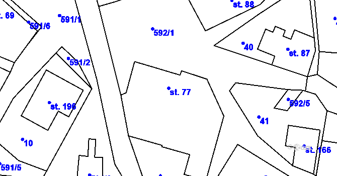 Parcela st. 77 v KÚ Soběraz, Katastrální mapa