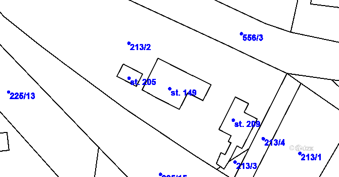 Parcela st. 149 v KÚ Soběraz, Katastrální mapa