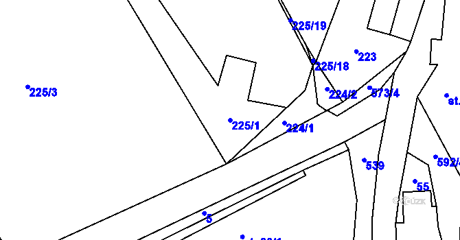 Parcela st. 225/1 v KÚ Soběraz, Katastrální mapa