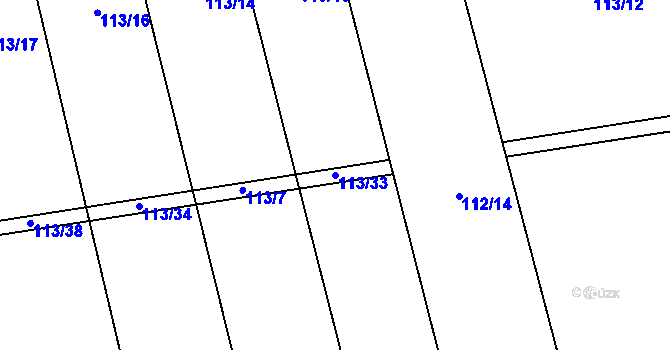 Parcela st. 113/33 v KÚ Soběraz, Katastrální mapa