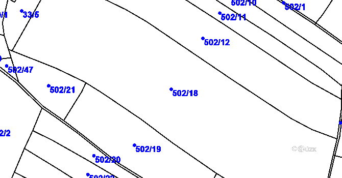 Parcela st. 502/18 v KÚ Soběraz, Katastrální mapa