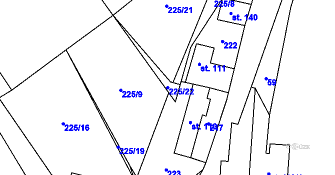 Parcela st. 225/22 v KÚ Soběraz, Katastrální mapa