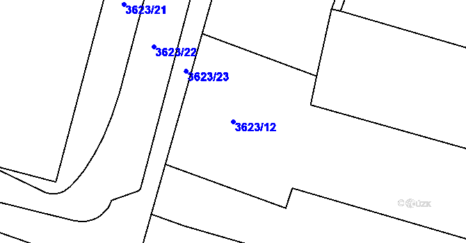 Parcela st. 3623/12 v KÚ Soběslav, Katastrální mapa