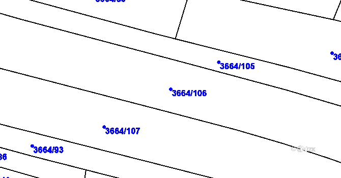 Parcela st. 3664/106 v KÚ Soběslav, Katastrální mapa
