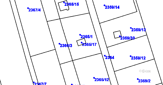 Parcela st. 2365/17 v KÚ Soběslav, Katastrální mapa