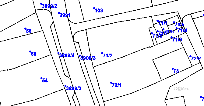 Parcela st. 71/2 v KÚ Soběslav, Katastrální mapa