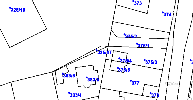 Parcela st. 325/17 v KÚ Soběslav, Katastrální mapa