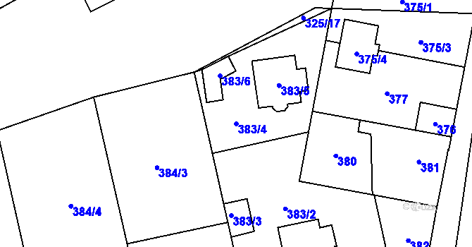 Parcela st. 383/4 v KÚ Soběslav, Katastrální mapa