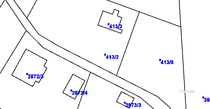 Parcela st. 413/2 v KÚ Soběslav, Katastrální mapa