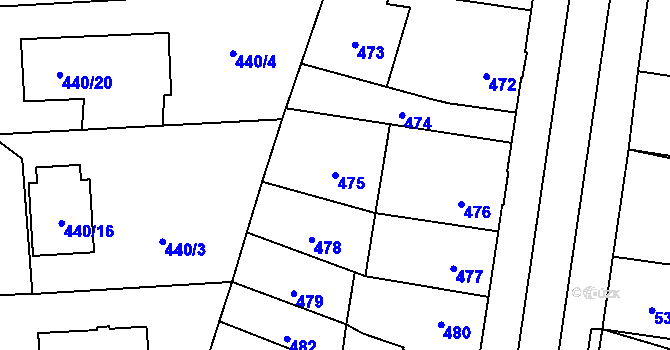 Parcela st. 475 v KÚ Soběslav, Katastrální mapa