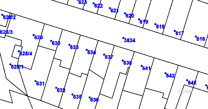 Parcela st. 637 v KÚ Soběslav, Katastrální mapa