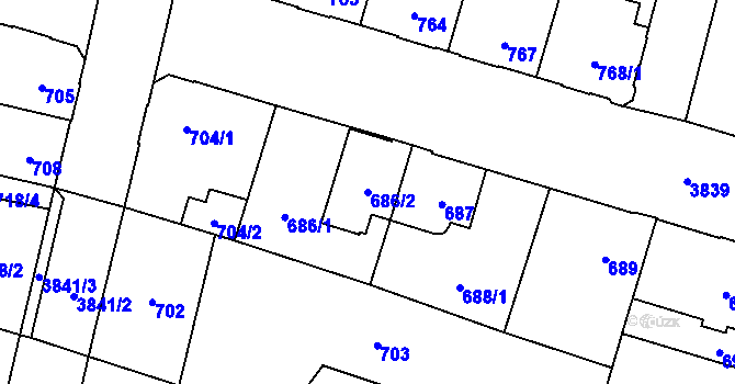Parcela st. 686/2 v KÚ Soběslav, Katastrální mapa