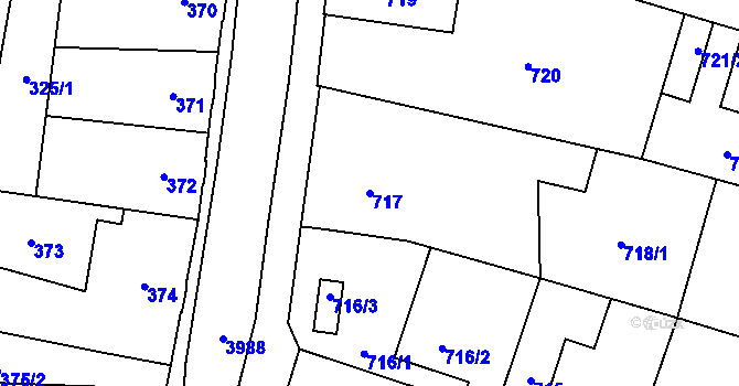 Parcela st. 717 v KÚ Soběslav, Katastrální mapa