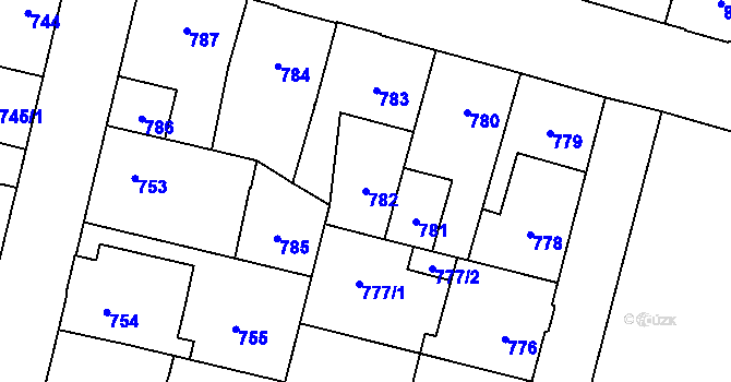 Parcela st. 782 v KÚ Soběslav, Katastrální mapa