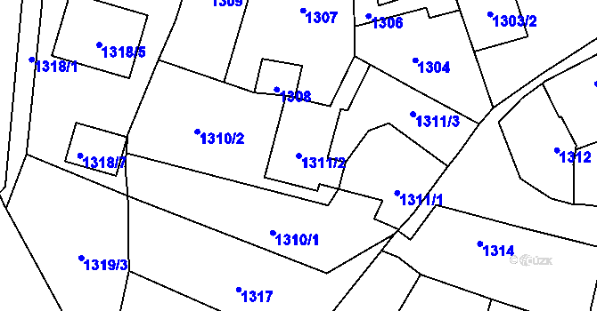 Parcela st. 1311/2 v KÚ Soběslav, Katastrální mapa