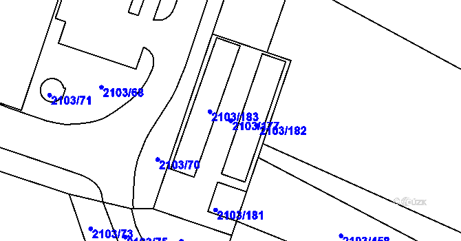 Parcela st. 2103/177 v KÚ Soběslav, Katastrální mapa