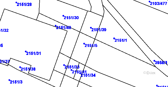 Parcela st. 2151/5 v KÚ Soběslav, Katastrální mapa