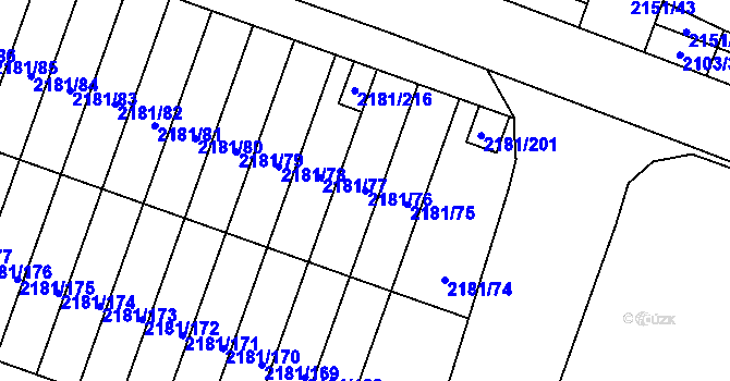 Parcela st. 2181/76 v KÚ Soběslav, Katastrální mapa