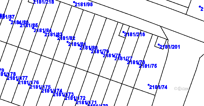 Parcela st. 2181/78 v KÚ Soběslav, Katastrální mapa