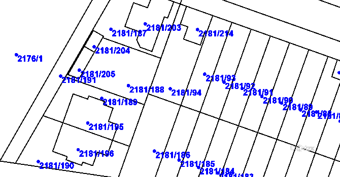 Parcela st. 2181/94 v KÚ Soběslav, Katastrální mapa