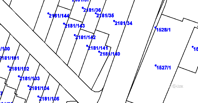Parcela st. 2181/140 v KÚ Soběslav, Katastrální mapa