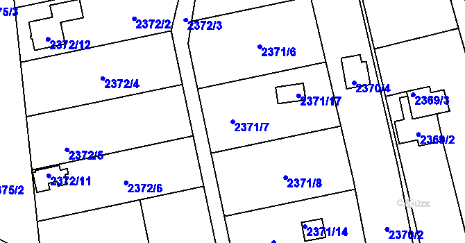 Parcela st. 2371/7 v KÚ Soběslav, Katastrální mapa