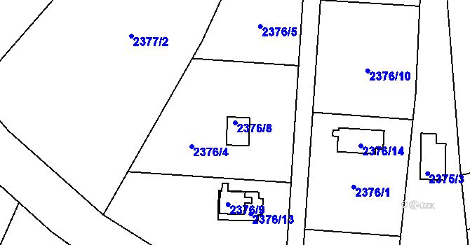 Parcela st. 2376/8 v KÚ Soběslav, Katastrální mapa
