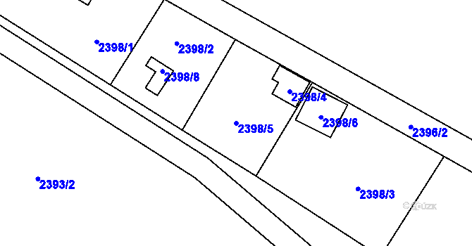 Parcela st. 2398/5 v KÚ Soběslav, Katastrální mapa